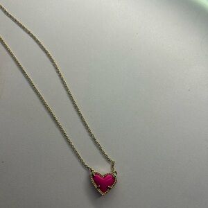 Gold Heart Necklace with Pink Accent
